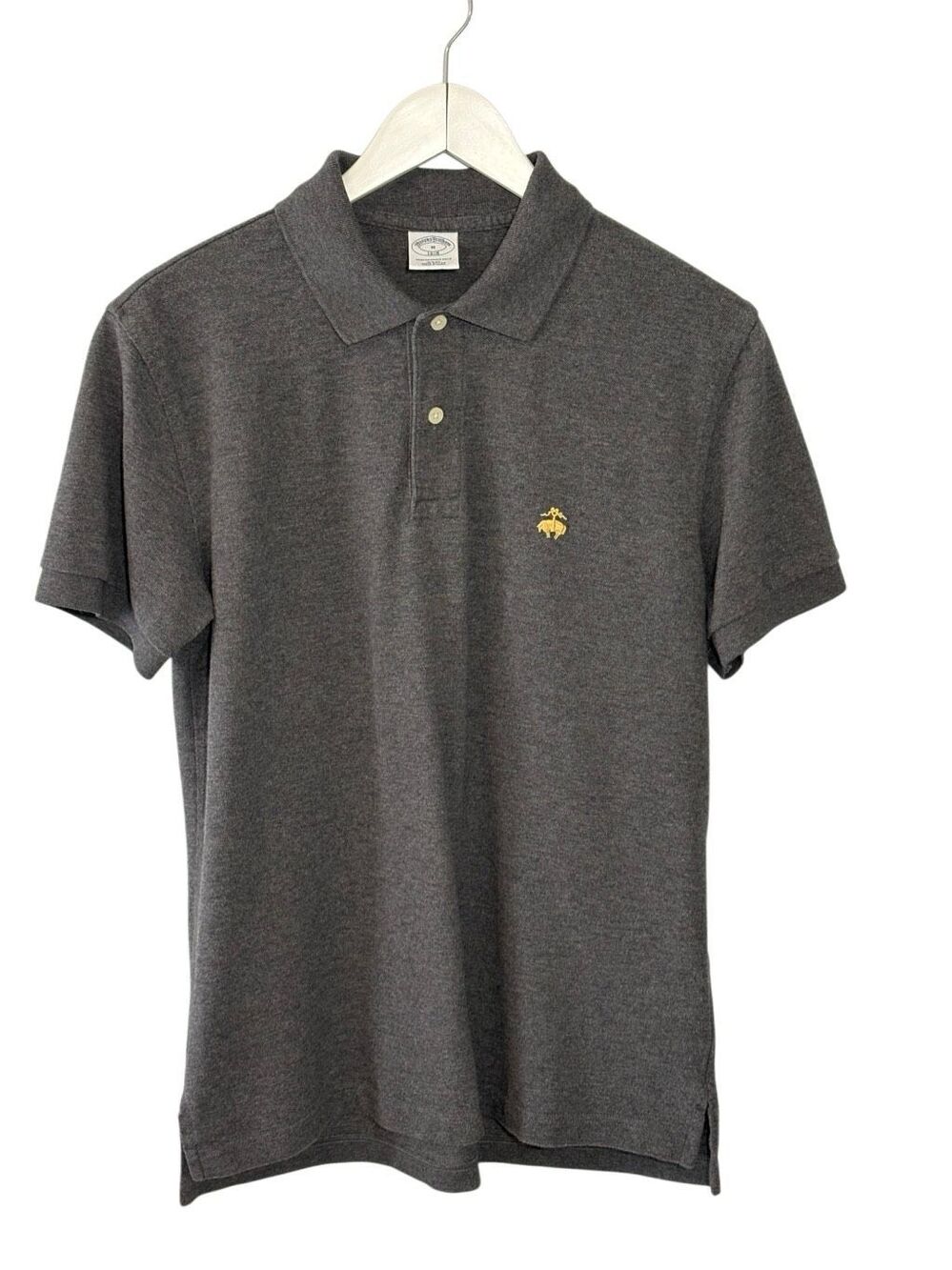 Brooks Brothers Slim Fit short sleeve charcoal gray cotton performance polo - M